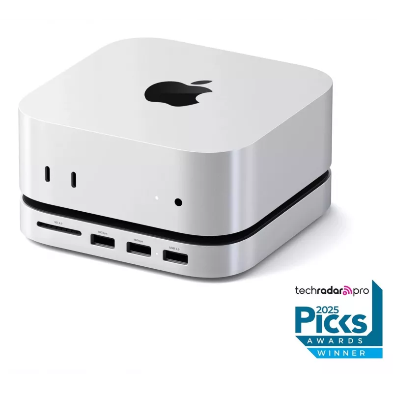 Satechi dokovacia stanica/replikátor portov pre notebook ST-GNMMES — káblový USB 3.2 Gen 2 Type-C hub, USB-A & SD, strieborný