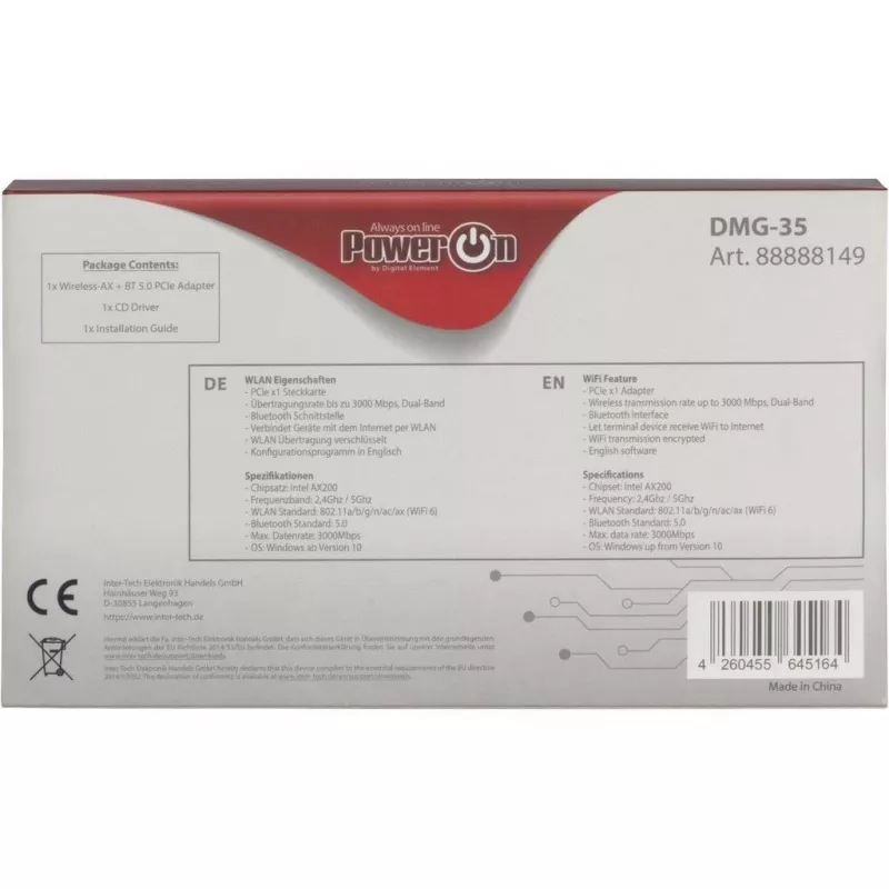 Inter-Tech DMG-35 WLAN / Bluetooth 3000 Mbit/s interná (88888149)