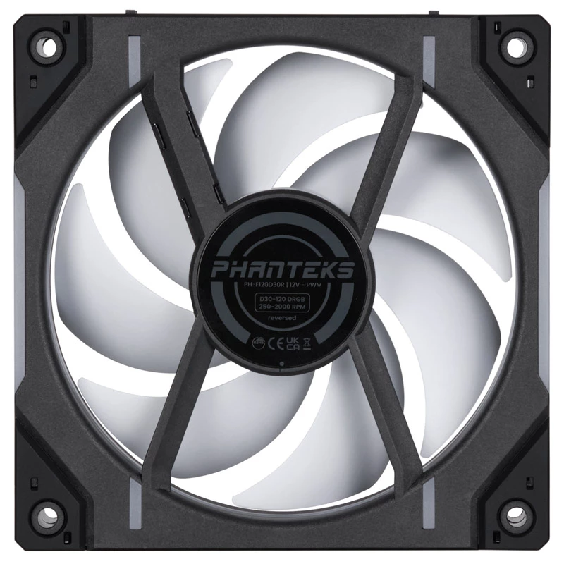 Phanteks D30-120 PWM Reverse Airflow D-RGB ventilátory do skrinky, 120 mm, čierne, balenie 3 ks
