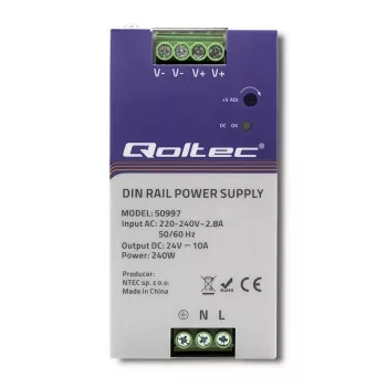 Napájací zdroj na DIN lištu QOLTEC 50997 240W 24V 10A