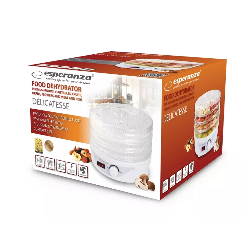 Esperanza EKD003 sušička potravín priehľadná, biela 250 W