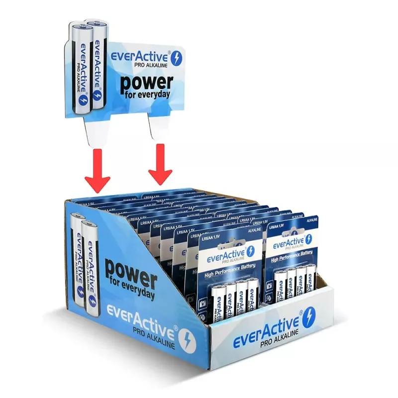 Alkalické batérie everActive LR64BLPADIS — 96 kusov, veľkosť AA