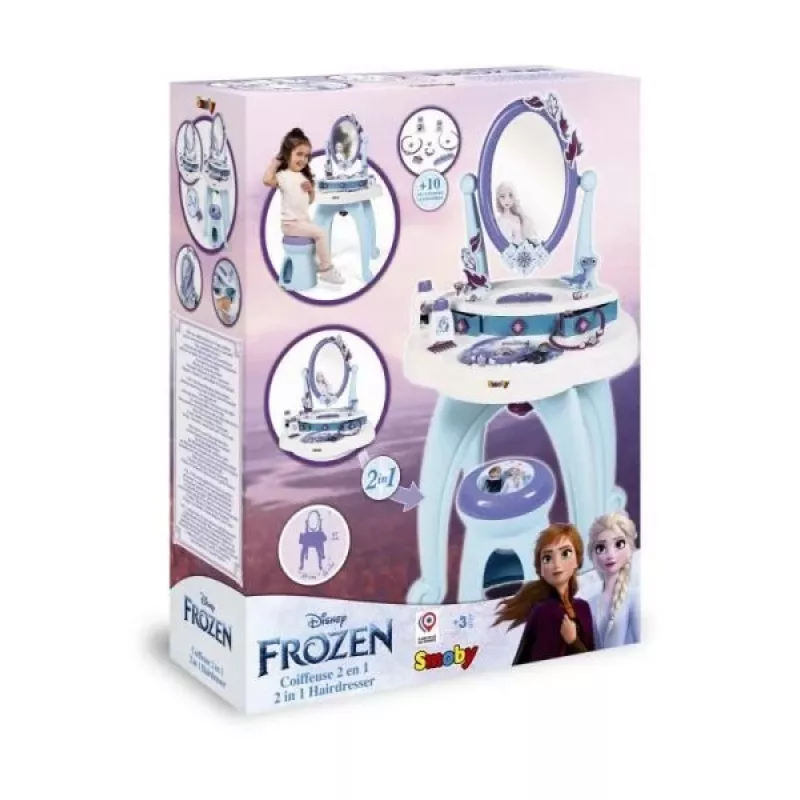 Smoby Frozen 2-in-1 toaletný stolík modrý fialový 3 až 6 rokov