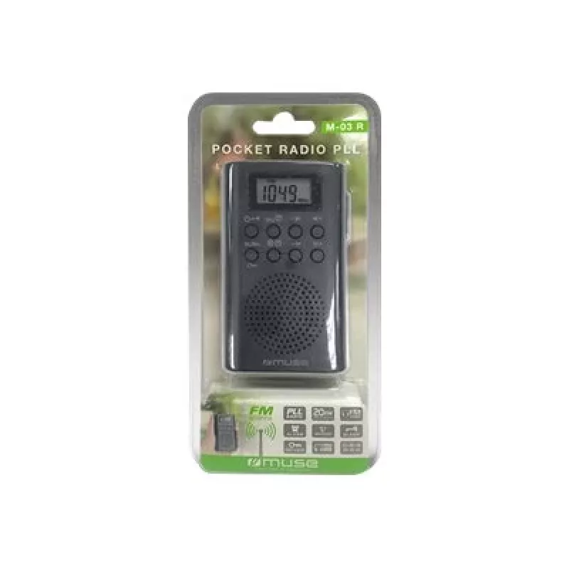 Prenosné rádio Muse M-03 R s FM-PLL ladením, LCD displej, externá anténa, čierne