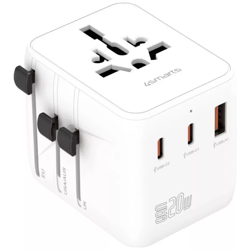 Cestovný adaptér 20W GaN Nomad 2xUSB-C + 1xA