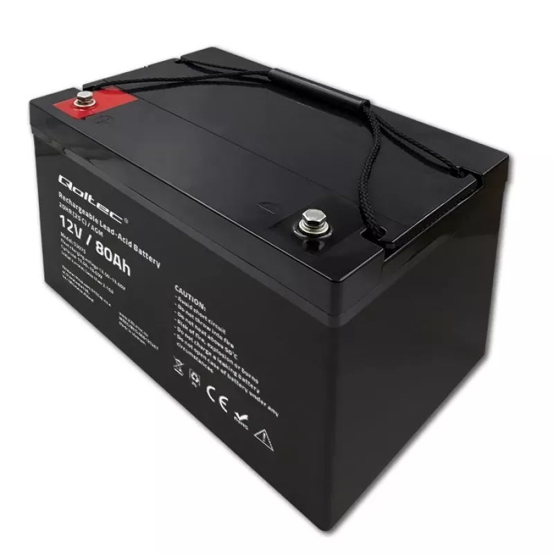 Qoltec Akumulátor AGM | 12V | 80Ah | 23,5kg | Bezúdržbový | Výkonný | LongLife | pre UPS, karavan, loď, pec