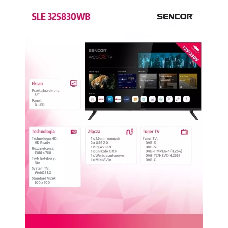 Televízor SENCOR SLE 32S830WB 32
