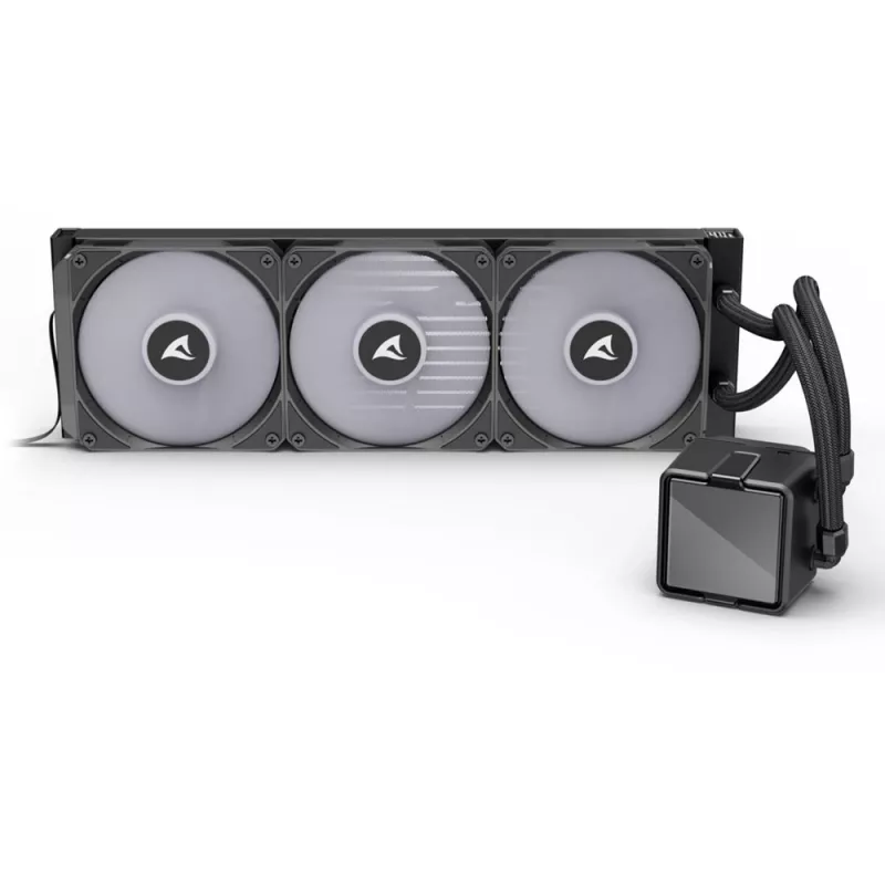 All-in-One kvapalinový CPU chladič Sharkoon S100 ARGB – 360 mm radiátor, čierny