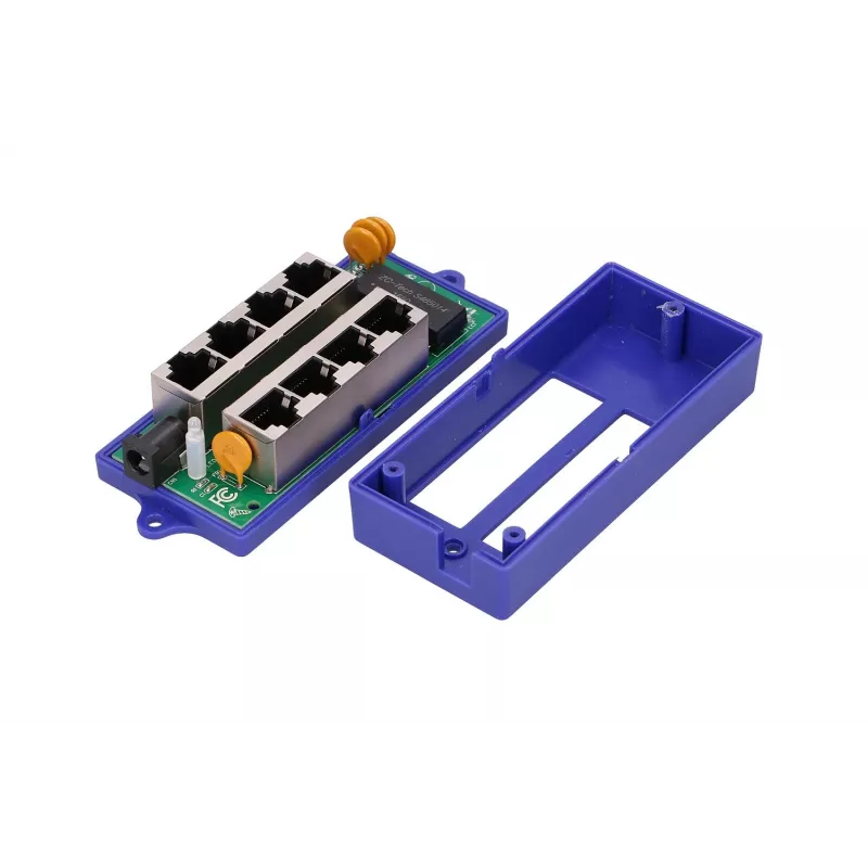 PoE injektor Extralink Gigabit 4-portový, 4x 1000Mb/s RJ45, 48V, modrá/čierna