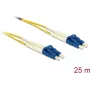 Optický kábel DELOCK 80158 OS2 25 m, 2x LC na 2x LC, 9 µm, plný duplex, žltý/modrý
