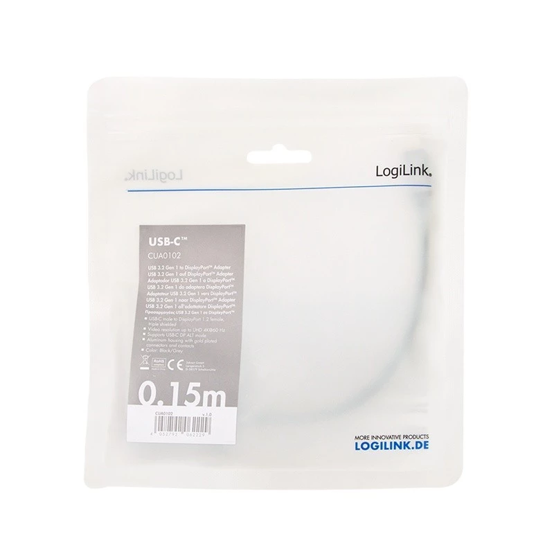 LogiLink CUA0102 USB 3.2 Gen1 Type-C na DisplayPort kábel 0,15 m čierna