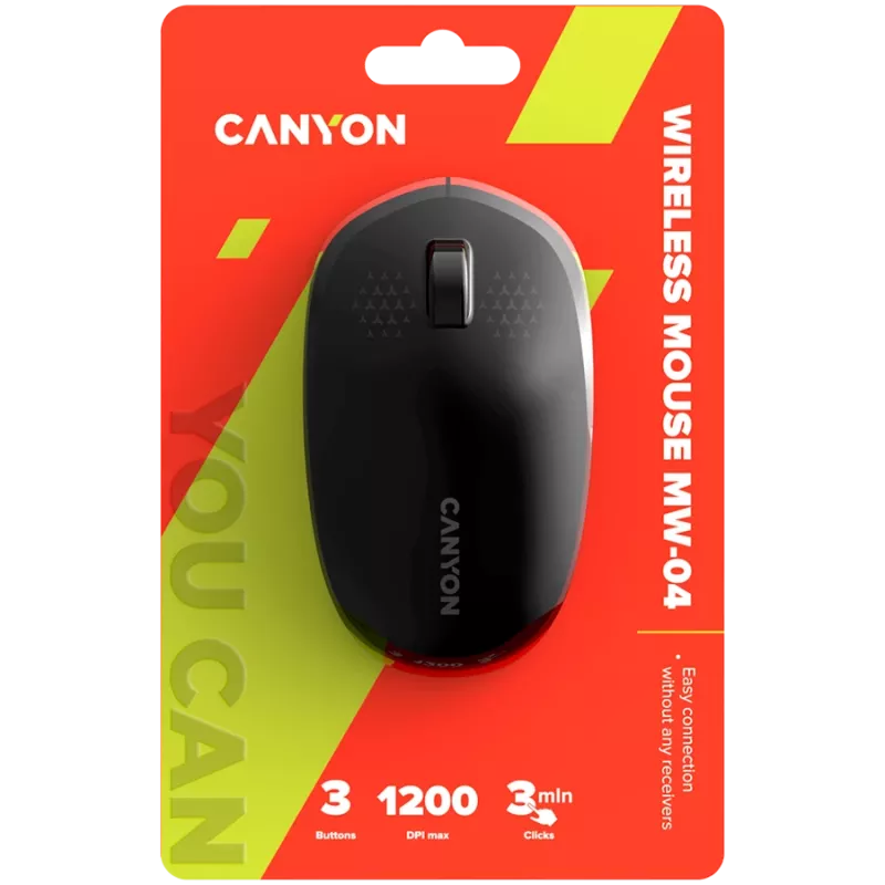 CANYON myš MW-04 3 tlačidlá BT bezdrôtová čierna