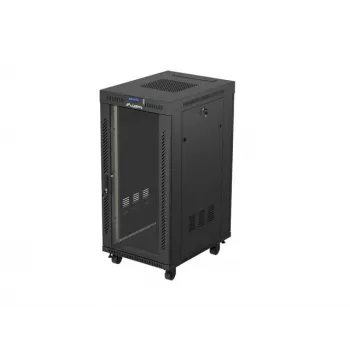 Sieťová skriňa LANBERG 19 palcov 24HE 600x800 mm čierna so sklenenými dverami a výrezom pre LCD (plochý balík) v2