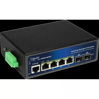 Priemyselný PoE switch ALLNET ALL-SGI8106PMJ-BT — 6-portový (4 PoE+), robustné kovové puzdro