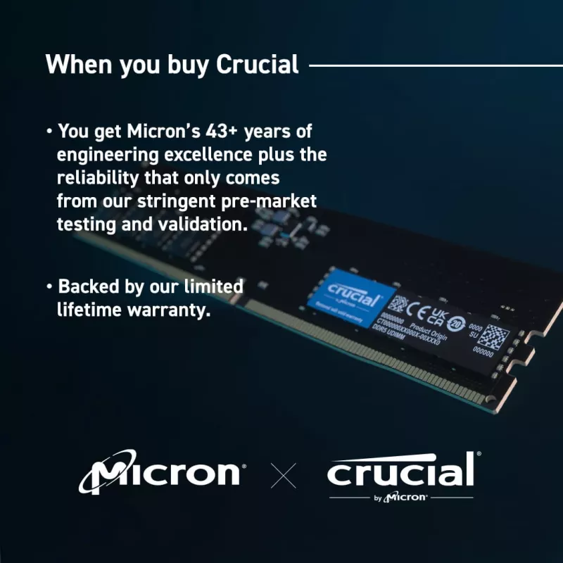 Crucial CT16G56C46U5 U-DIMM, 16GB, DDR5, 5600 Mhz, CL46, čierna