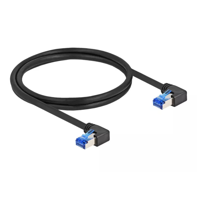 Sieťový kábel DeLOCK RJ45 Cat.6A S/FTP zahnutý 1 m čierny