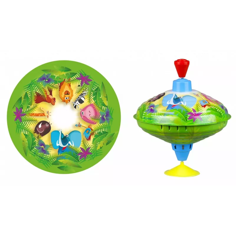 Vlček Lena Humming top divé zvieratá 16 cm — drevený hračkový vlček od Lena, 16 cm priemer