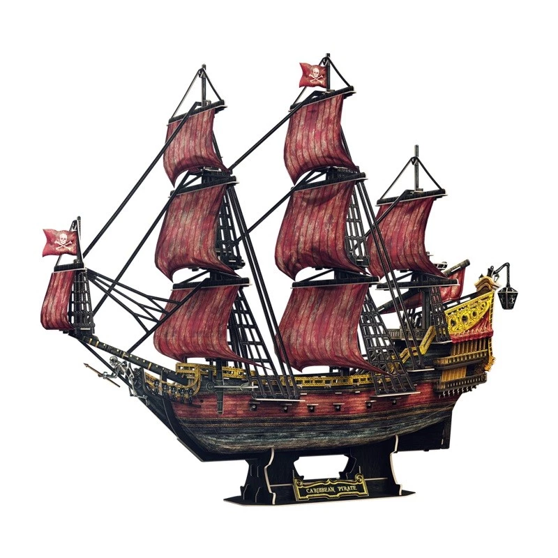 3D puzzle cubicfun Queen Anne's Revenge Anniversary Version – model 306-T4040H, zberateľská loď na zloženie