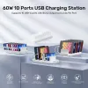 Unitek nabíjacia stanica 10x USB 2.4A 60W biela