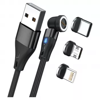 USB kábel RealPower MagneticCharge3 1m USB A čierna