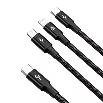 Baseus Rapid 3-in-1 USB kábel 1,5 m USB A USB C/Micro USB A/Lightning čierny