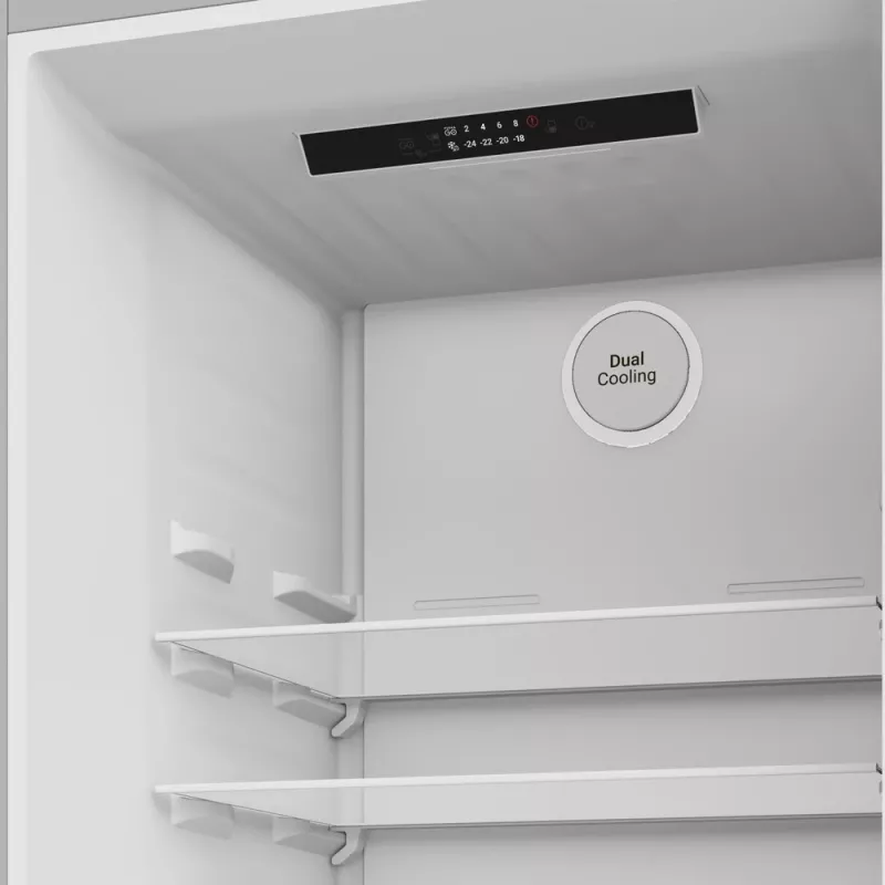 Chladnička Indesit INK 25402 S4E | Kompaktná voľne stojaca, No Frost, 249 L chladiaca časť / 106 L mraznička, V 203,5 cm, energetická trieda E, 37 dB, strieborná