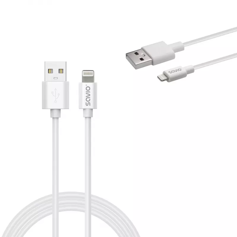 Savio Cl-193 USB kábel USB 2.0 2 m USB A USB C/Lightning biely