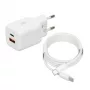 USB nabíjačka IBOX ILUC42W 42W (max. 33W), 1×USB-C PD3.0, 1×USB-A QC3.0, 100–240V, biela