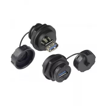Alcasa IC04-U304 - USB A - čierna - samica - rovná - polybutyléntereftalát (PBT) - polyvinylchlorid (PVC) - IP65 - IP67 (IC04-U304)