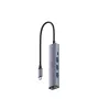 USB-C hub Cudy UH605 s Gigabit LAN, 3x USB-A 3.0, USB-C napájací konektor, sivý