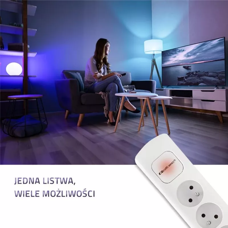 Predlžovací kábel Qoltec 50276 1,8 m 5 AC zásuviek interiér biely