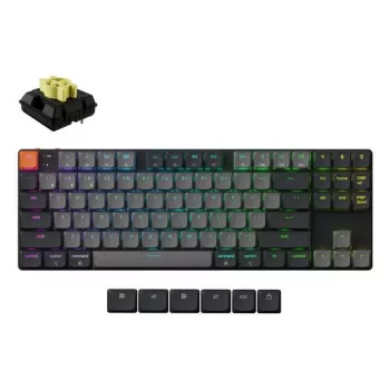 Mechanická 80% klávesnica Keychron K1X-B4 — USB + Bluetooth, QWERTY angličtina, 87 klávesov, RGB podsvietenie, sivá