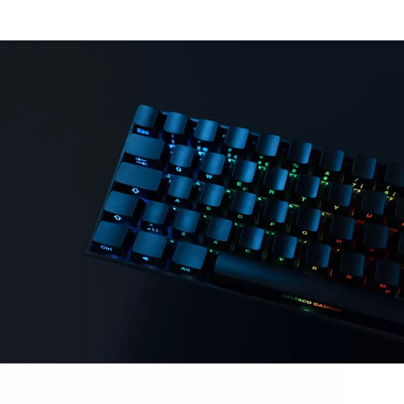 Deltaco GAM-100-DE - 65% - USB + Bluetooth - mechanický switch - QWERTZ - RGB LED - čierna