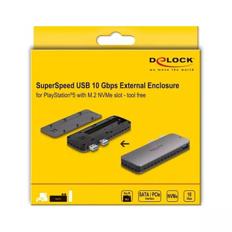 DeLOCK 42013 puzdro USB 3.2 Gen 2 M.2 NVMe pre PlayStation 5, bez náradia