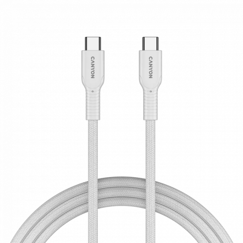 CANYON kábel OnWire 60CL C-C 60W COLOR pletený 1m biely