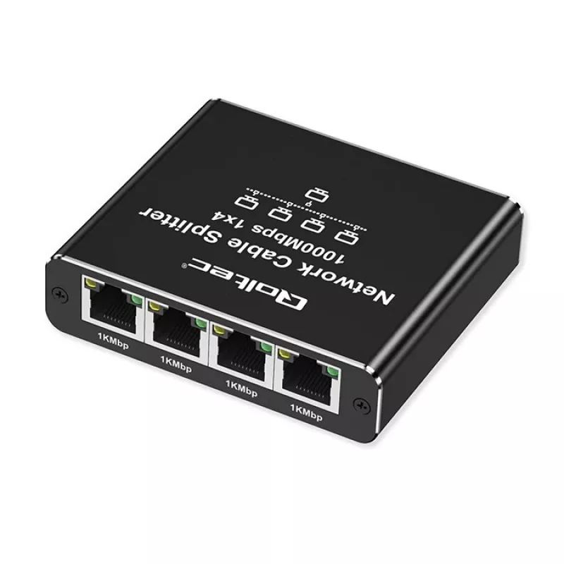 Ethernet mini switch QOLTEC 52293 1x4 RJ45, neřízený sieťový rozbočovač 1-in 4-out