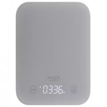Kuchynská váha Adler AD 3181, tvrdené sklo, kapacita 10 kg, presnosť 1 g, LCD displej, sivá