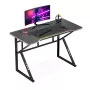 Gamingový stôl huzaro Hero 1.6 čierny — rovný stôl z MDF/karbónu 1200×600×750 mm, kovová konštrukcia
