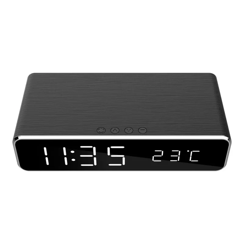 Digitálny budík GEMBIRD DAC-WPC-01 s LCD displejom, čierne hliníkové puzdro, napájaný zo siete