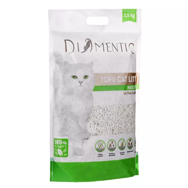 DIAMENTIQ Tofu Neutral Ultra hrudkujúca - rastlinná podstielka - 2,5 kg