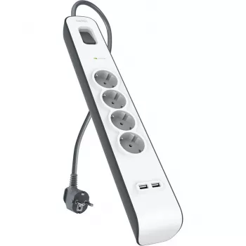 Predlžovacia zásuvka Belkin 525J so 4 Schuko zásuvkami a 2 USB-A portami, 2 m kábel