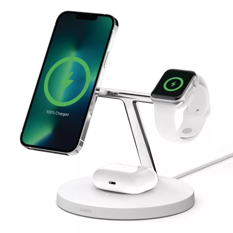 Belkin WIZ017vfWH slúchadlá bezdrôtové rýchle nabíjanie interiérové AC biela