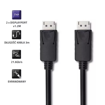 DisplayPort kábel Qoltec 50374 3 m čierny