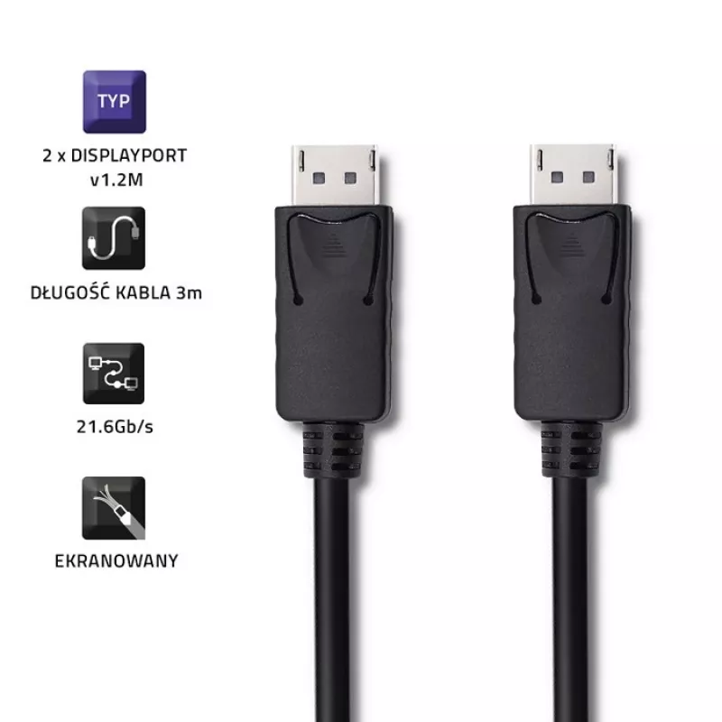 DisplayPort kábel Qoltec 50374 3 m čierny