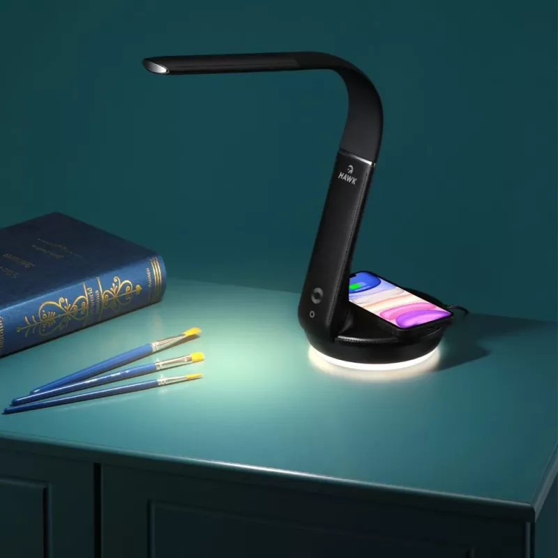Stolná lampa Hawk HW-LAMP02 čierna — stmievateľná, nastaviteľné rameno