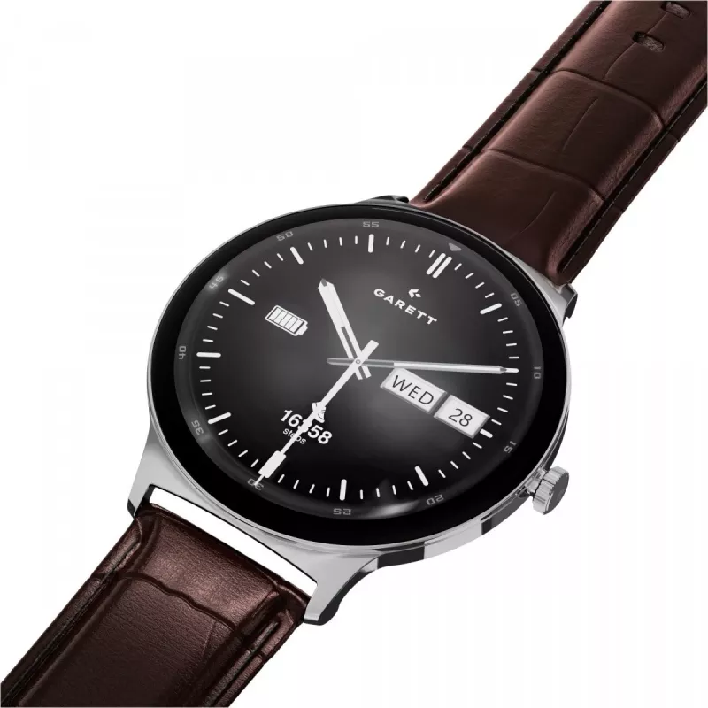 Smartwatch Garett Quantum — nerezová oceľ strieborná