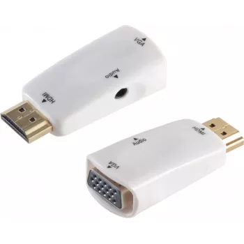 Káblový adaptér S/CONN 10-01001 HDMI Type A VGA D-Sub 3.5mm biely