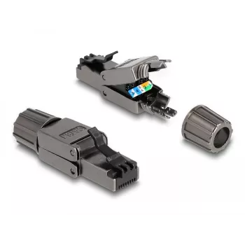 Sieťový kábel DeLOCK RJ45 samec Cat.8.1 STP bez nástrojov čierny