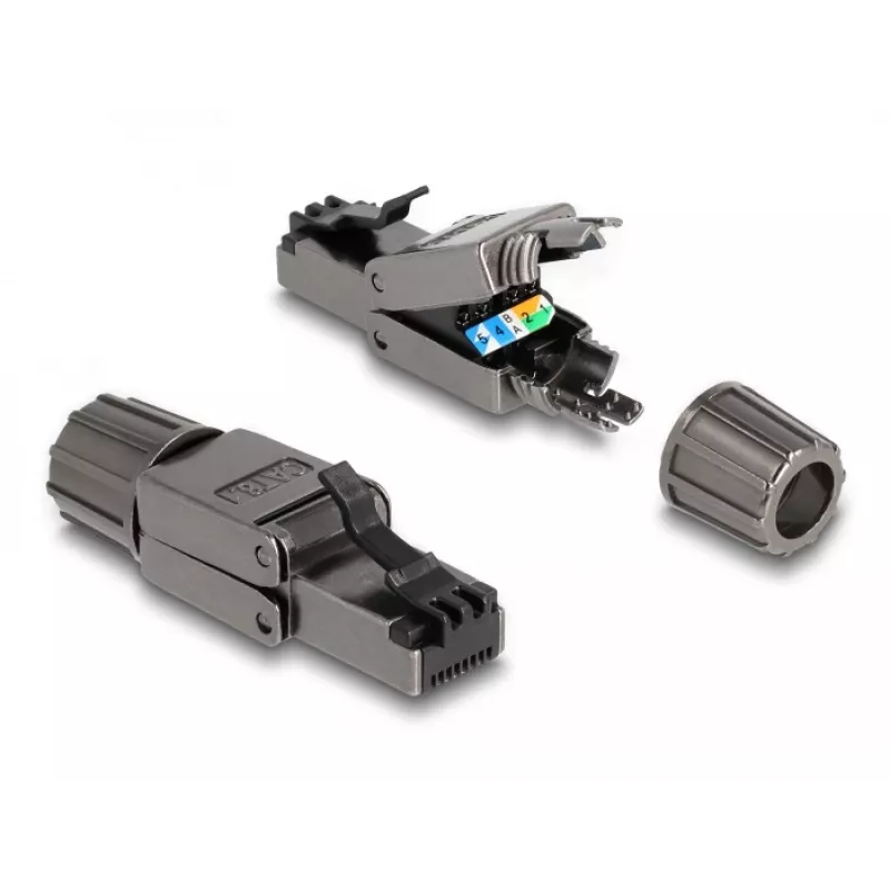 Sieťový kábel DeLOCK RJ45 samec Cat.8.1 STP bez nástrojov čierny