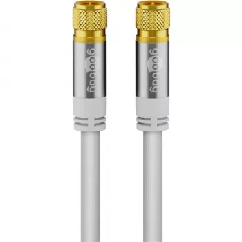 Goobay SAT anténny kábel (typ 135 dB), 4-násobne tienený, 5 m, biely - pozlátený, F konektor > F konektor (70644)